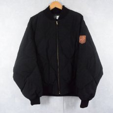 画像1: 80〜90's POLO COUNTRY Ralph Lauren レザーパッチ付き  キルティングダウンジャケット BLACK L (1)