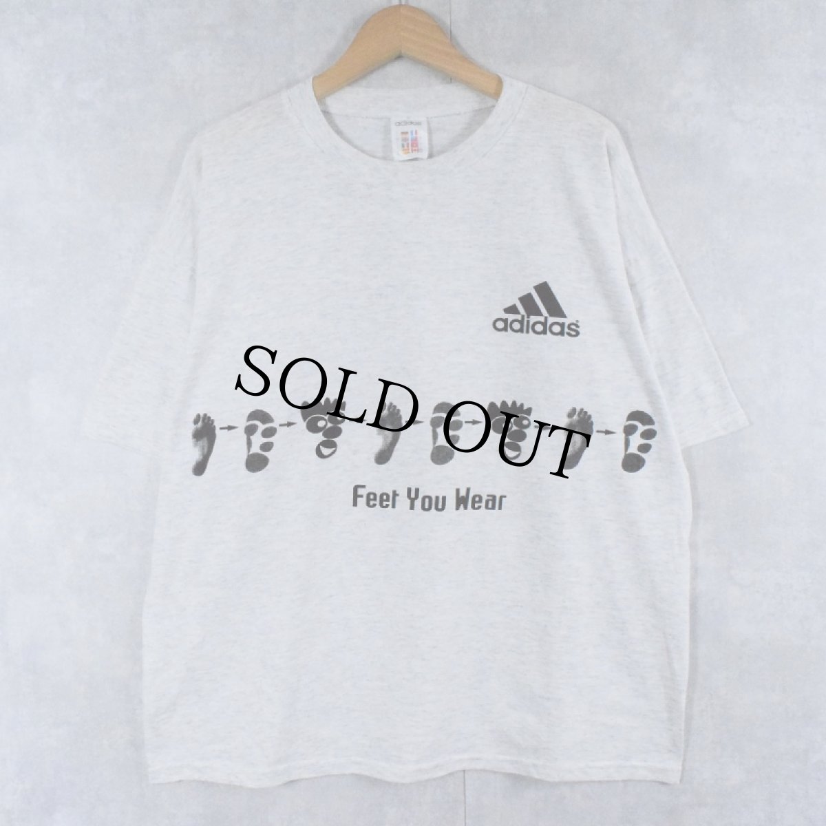 画像1: 90's〜 adidas "Feet You Wear" プリントTシャツ L (1)