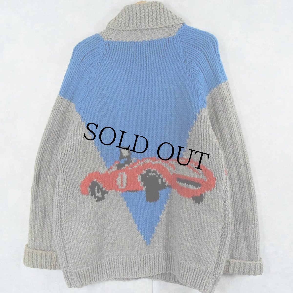 画像2: 60's スポーツカー柄 カウチンニットジャケット (2)