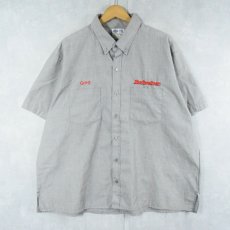 画像1: 80's RIVERSIDE USA製 "Budweiser" ストライプ柄 ロゴ刺繍 ボタンダウンシャツ (1)