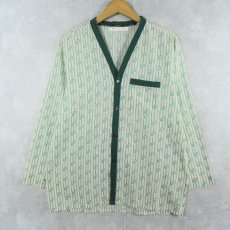画像1: 70's Perval FRANCE製 総柄 ノーカラー ポリエステル×ビスコースシャツ SIZE3 (1)