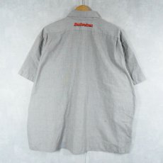 画像2: 80's RIVERSIDE USA製 "Budweiser" ストライプ柄 ロゴ刺繍 ボタンダウンシャツ (2)