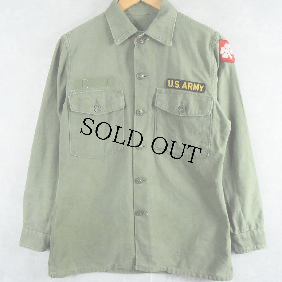 画像1: 60's U.S.ARMY パッチ付き ユーティリティシャツ (1)