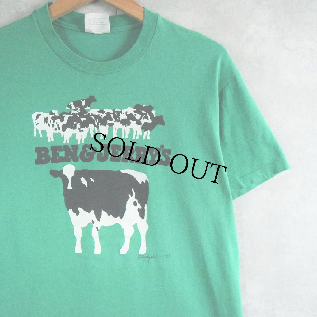 画像1: 【SALE】 80's BEN&JERRY'S USA製 "Woody Jackson" 企業プリントTシャツ L (1)