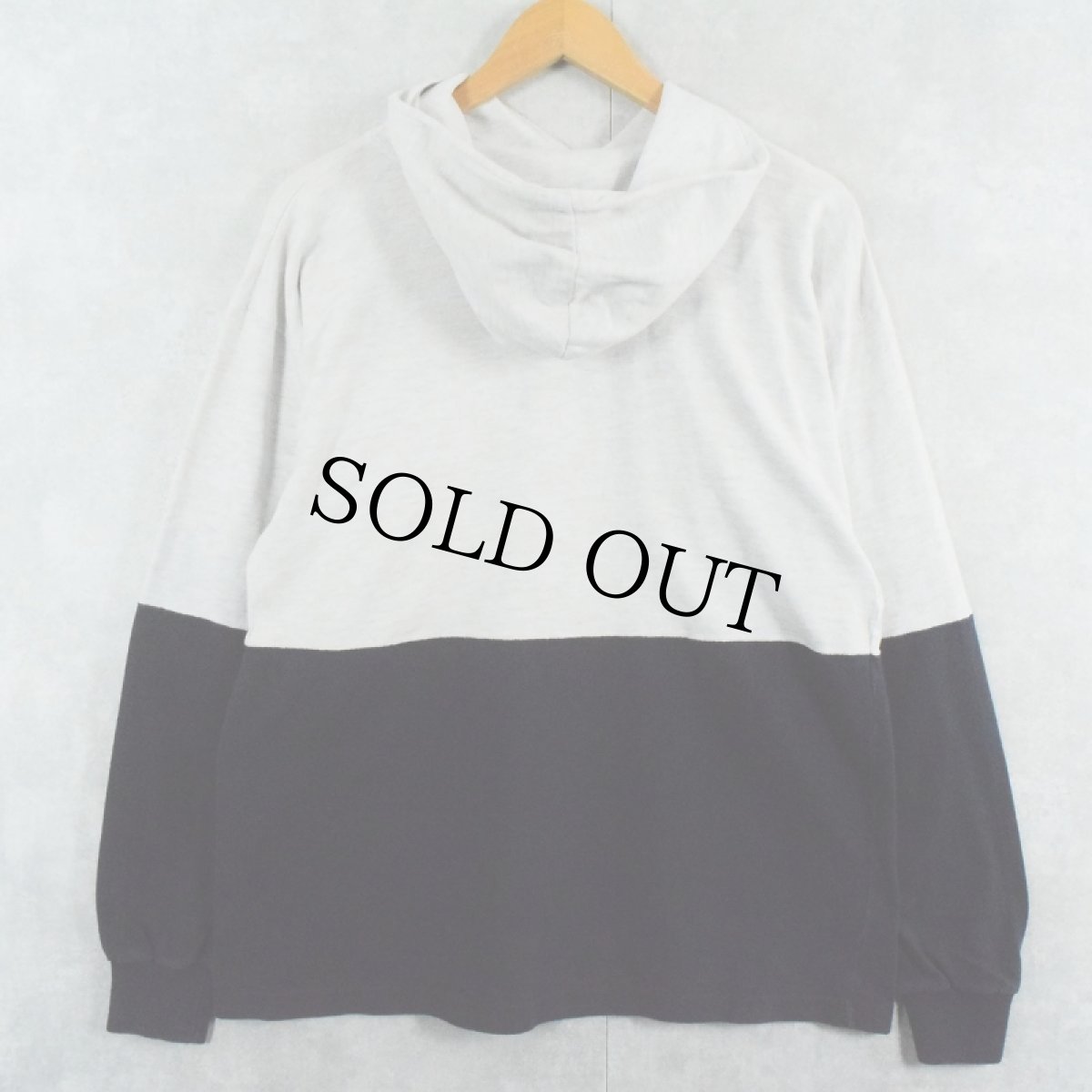 画像2: 90's Champion USA製 ロゴ刺繍 2トーン切り替え スウェットフーディー L GARY×NAVY (2)