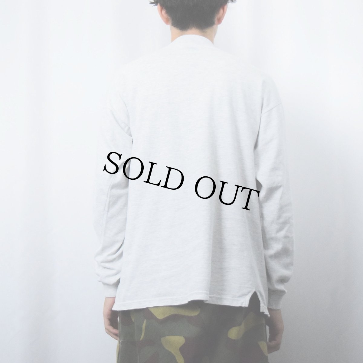 画像4: 90's Champion USA製 ロゴ刺繍 無地 モックネックロンT XL (4)