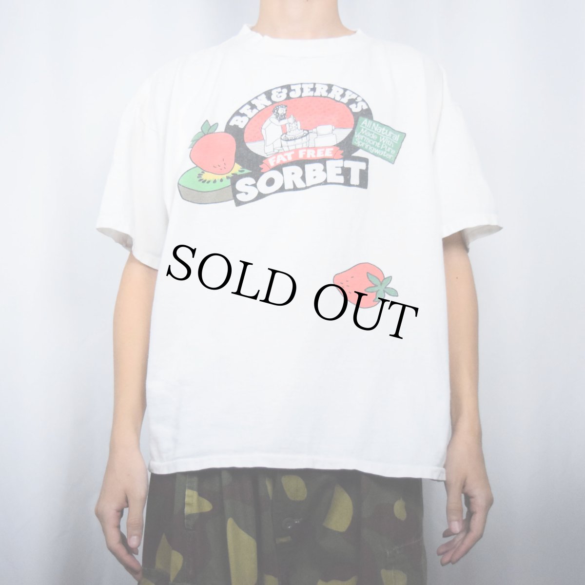 画像2: 90's BEN&JERRY'S "FAT FREE SORBET" 企業プリントTシャツ XL (2)
