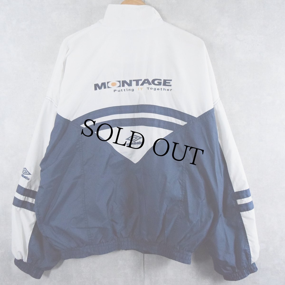 画像2: UMBRO "MONTAGE" ロゴ刺繍 切り替えナイロンジャケット L (2)