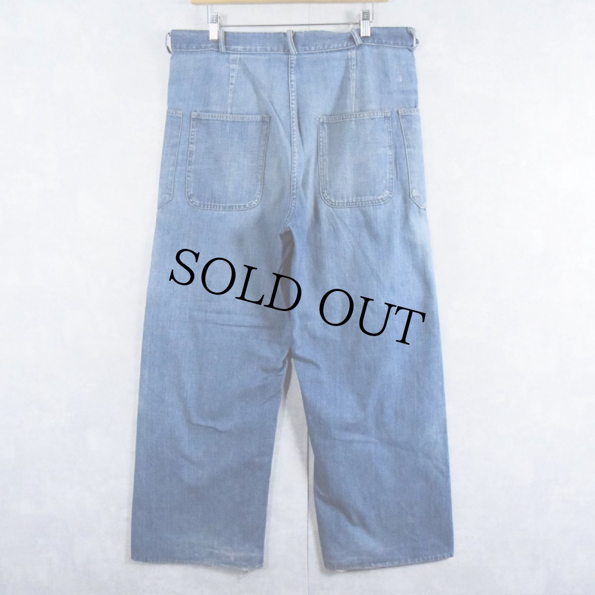 画像2: 40's WWII U.S.NAVY 巻きデニムセーラーパンツ W35 (2)