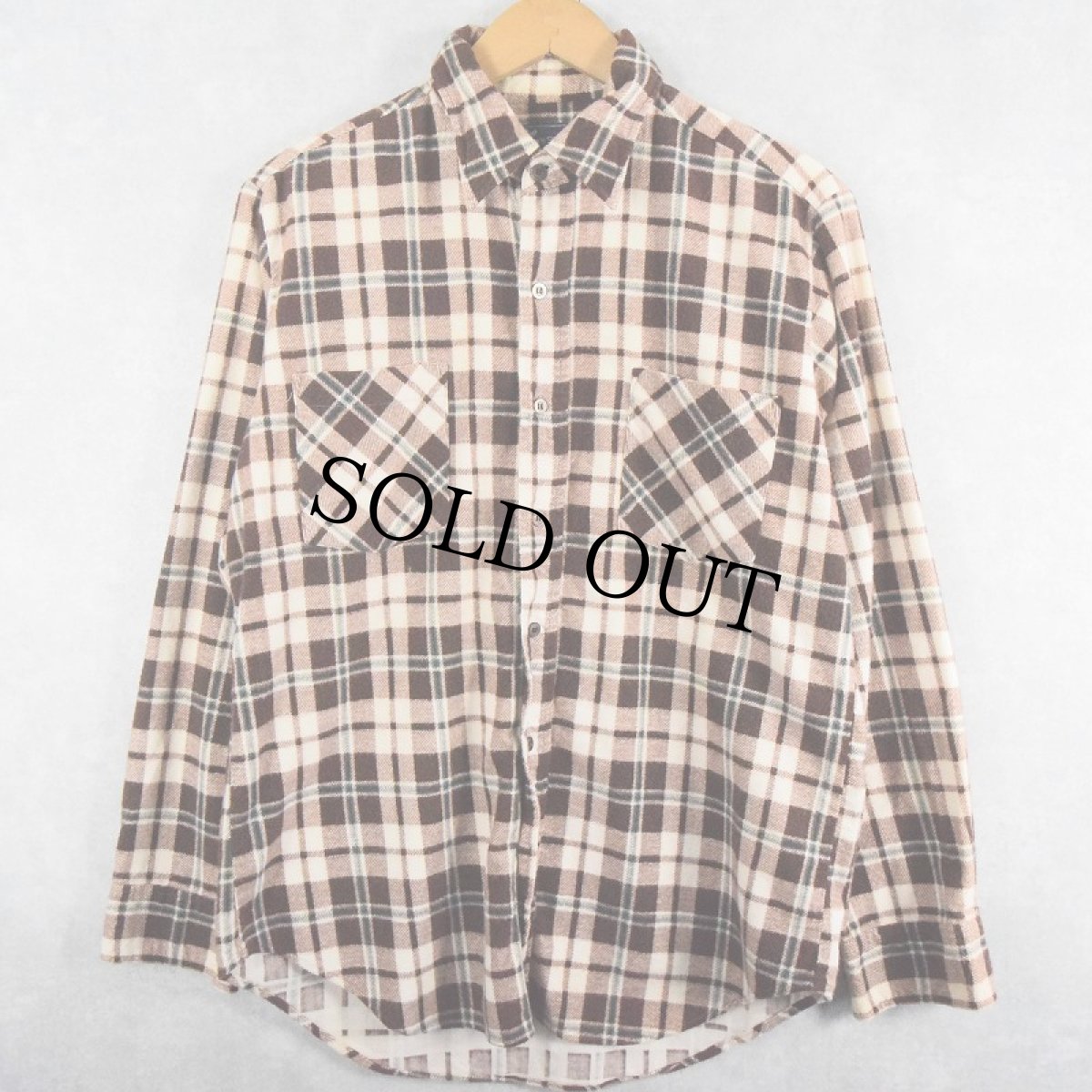 画像1: ~80s JC Penney チェック柄 プリントネルシャツ M (1)