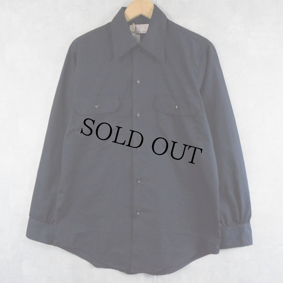 画像2: 70's〜 SUPER TWO-FIFTYS チェーン刺繍パッチ付き ワークシャツ NAVY (2)