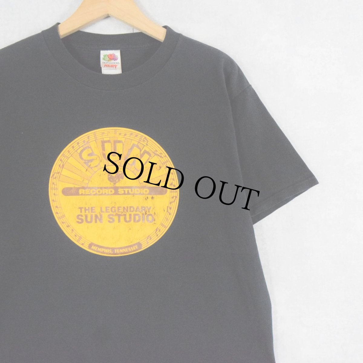 画像1: SUN RECORDS レコードレーベル プリントTシャツ BLACK L (1)