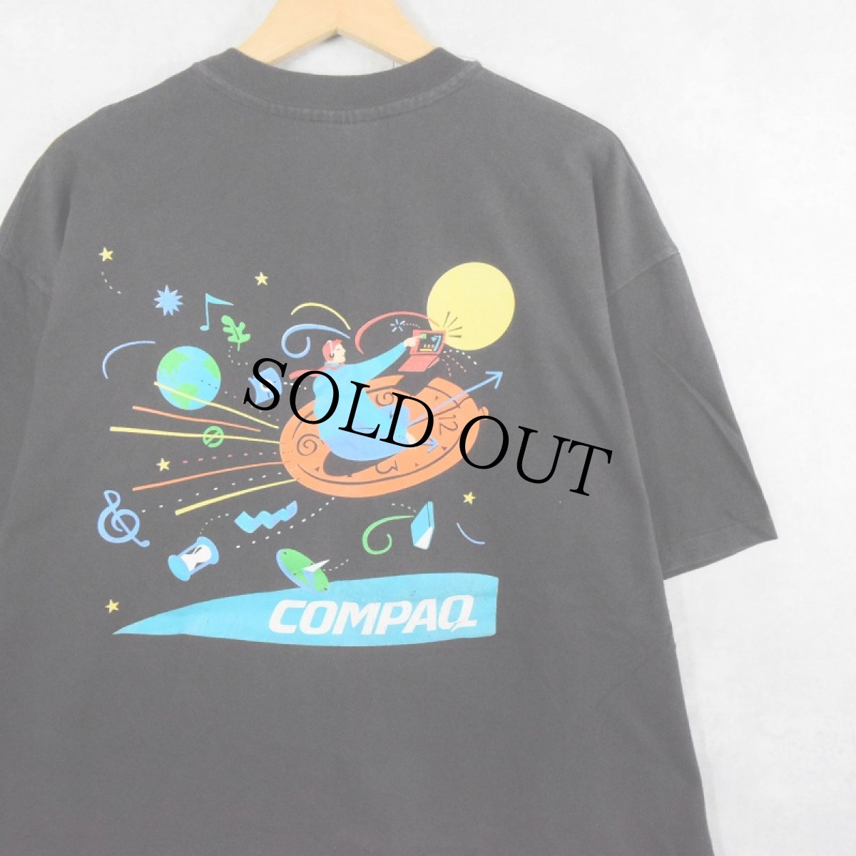 画像1: 90's COMPAQ "Journey Ahead" コンピューター企業プリントTシャツ BLACK XL (1)