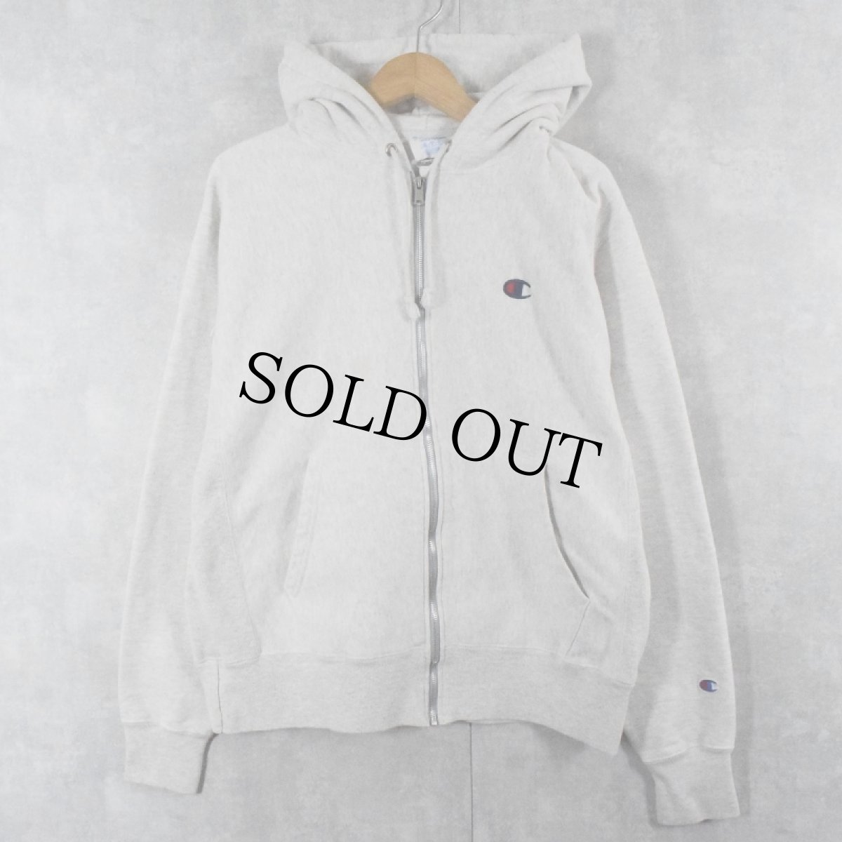 画像1: Champion REVERSE WEAVE ロゴ刺繡 スウェットジップパーカー M (1)