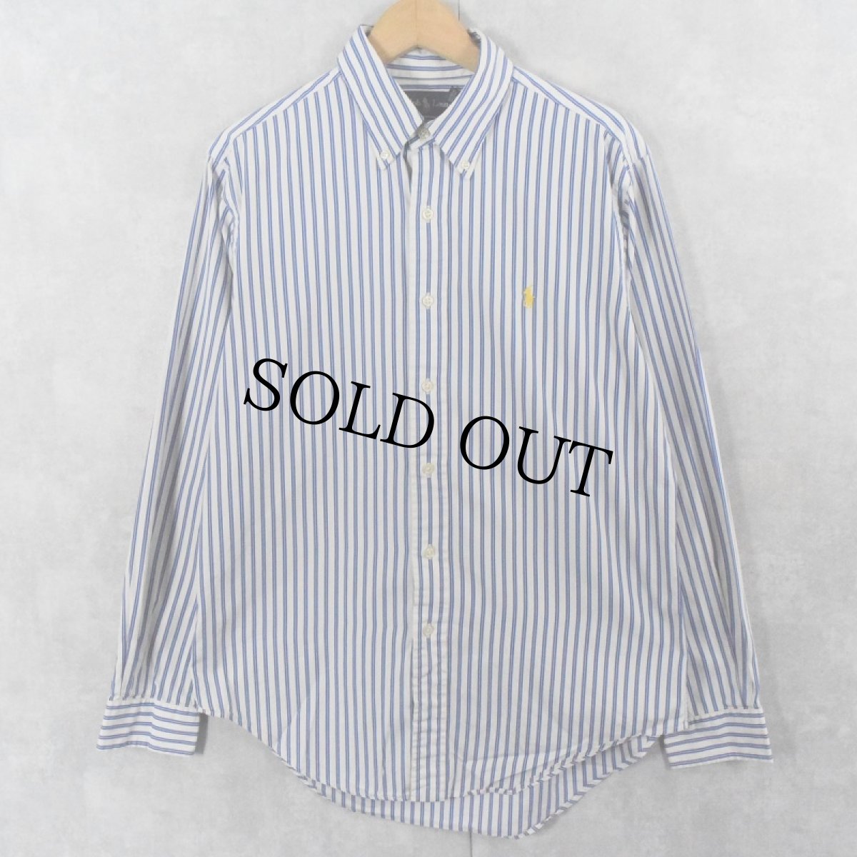 画像1: Ralph Lauren "CUSTOM FIT" ストライプ柄 コットンボタンダウンシャツ M (1)
