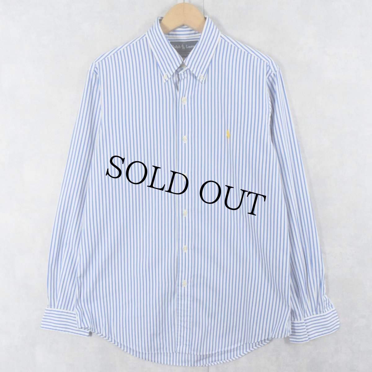 画像1: Ralph Lauren "CUSTOM FIT" ストライプ柄 コットンボタンダウンシャツ M (1)