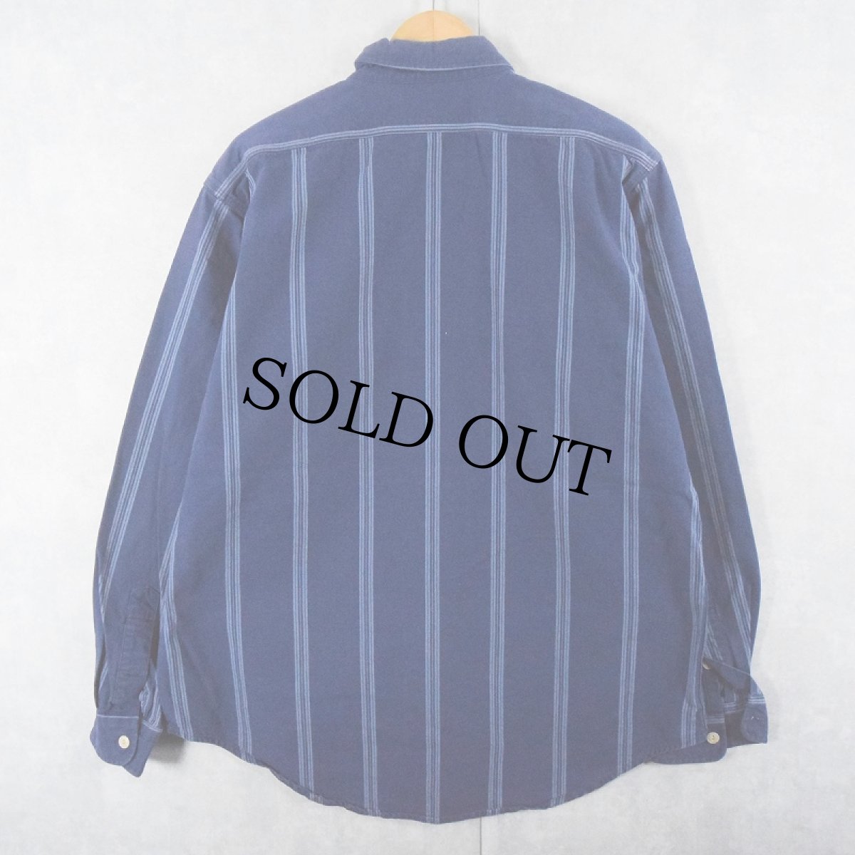 画像2: 90's POLO Ralph Lauren CANADA製 マルチストライプ柄 "ガチャポケ" コットンワークシャツ L (2)