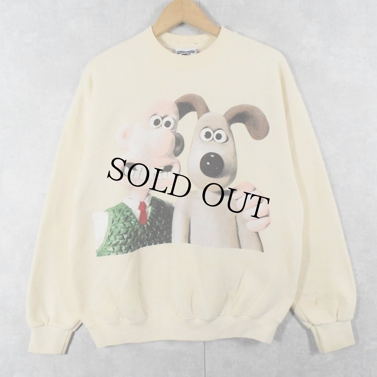 画像1: 90's WALLACE & GROMIT USA製 アニメキャラクタープリントスウェット M (1)
