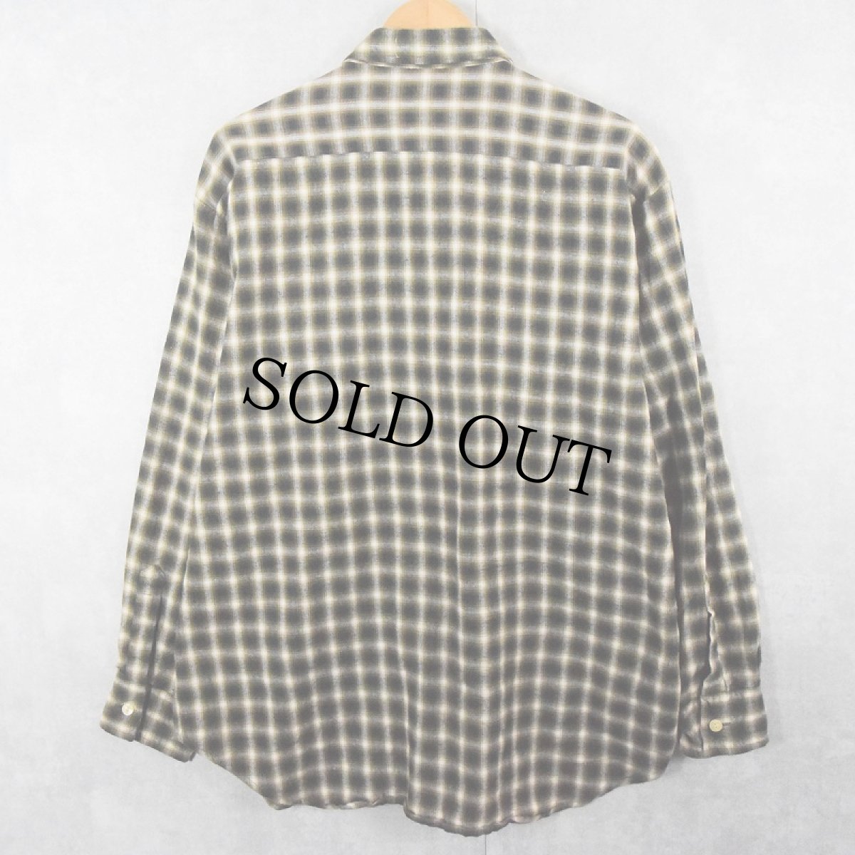 画像2: 80's Lee オンブレーチェック柄 猫目ボタン ネルシャツ L (2)