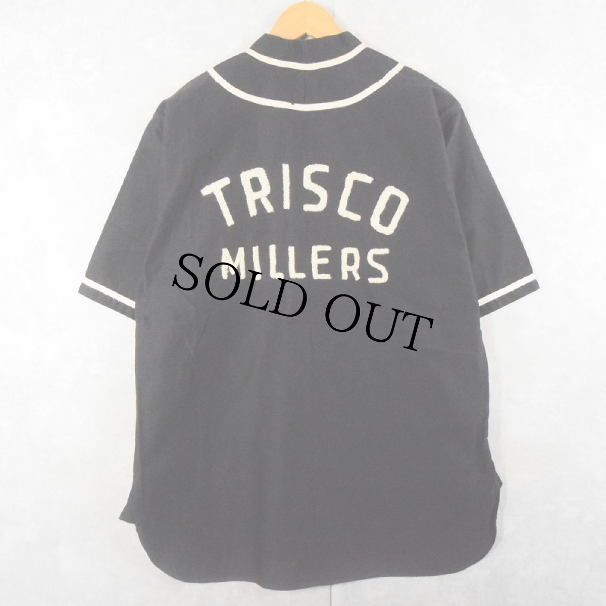 画像1: 40~50's WILTON ATHLETIC WEAR "TRISCO MILLERS" ベースボールシャツ BLACK (1)
