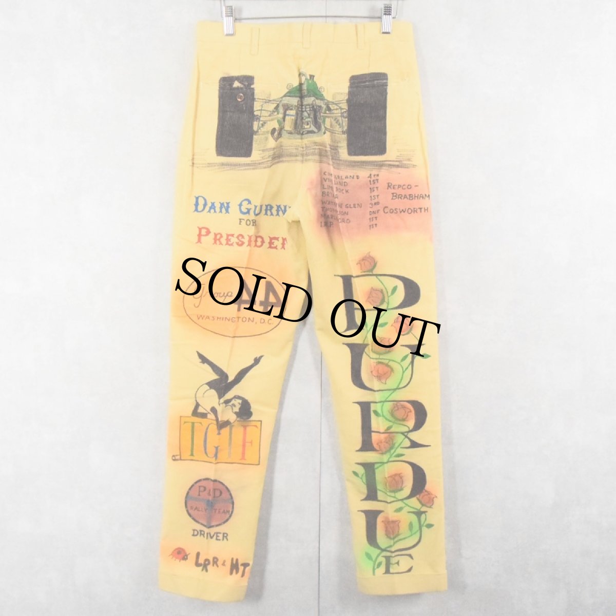 画像2: 60's ハンドペイント メモリアルコーデュロイパンツ W30 (2)