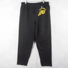 画像1: 90's Champion USA製 "STERLING HEIGHTS" ウィングフットプリントスウェットパンツ BLACK M (1)