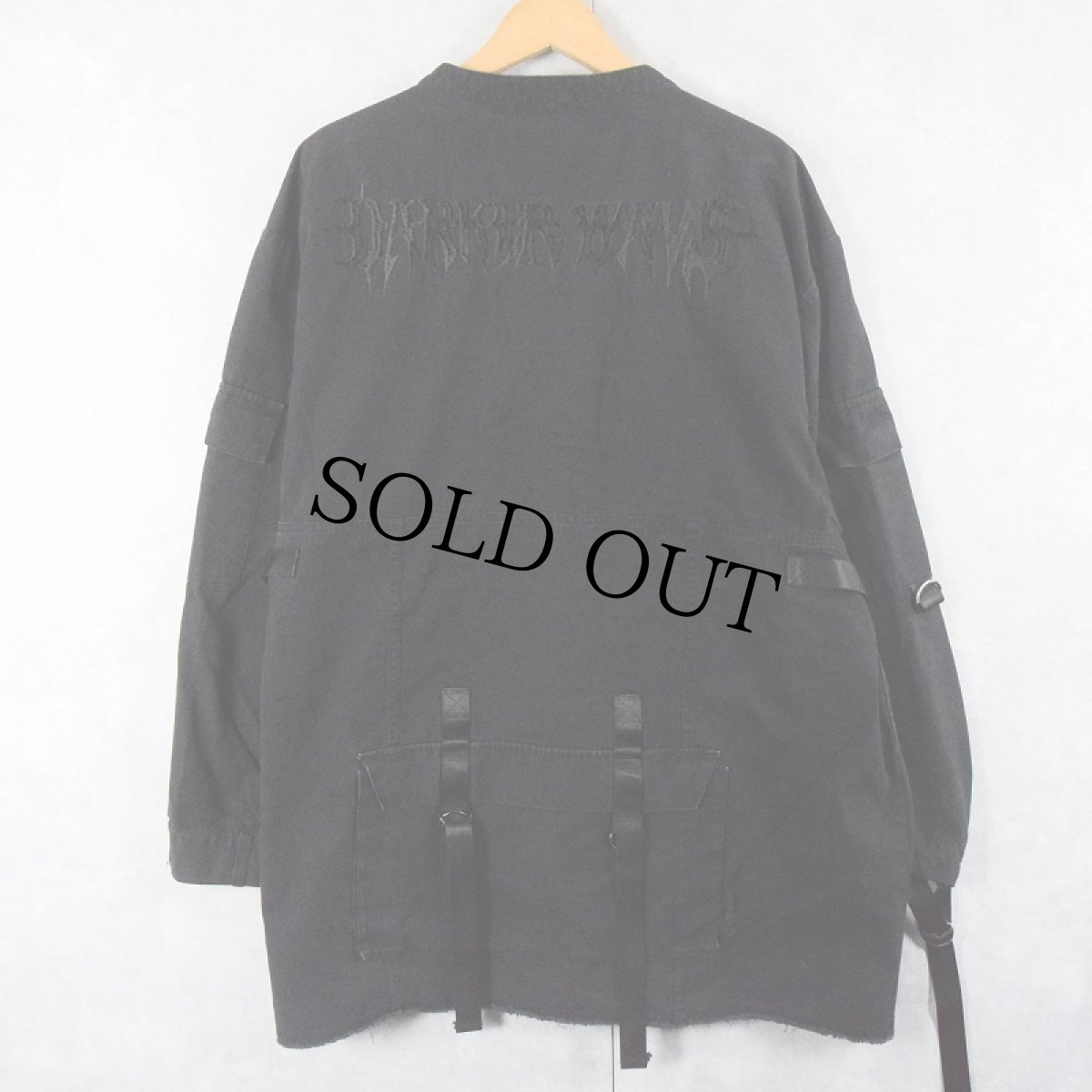 画像2: DARKER WAVES ロゴ刺繍 デザイン マルチポケットジャケット BLACK M (2)