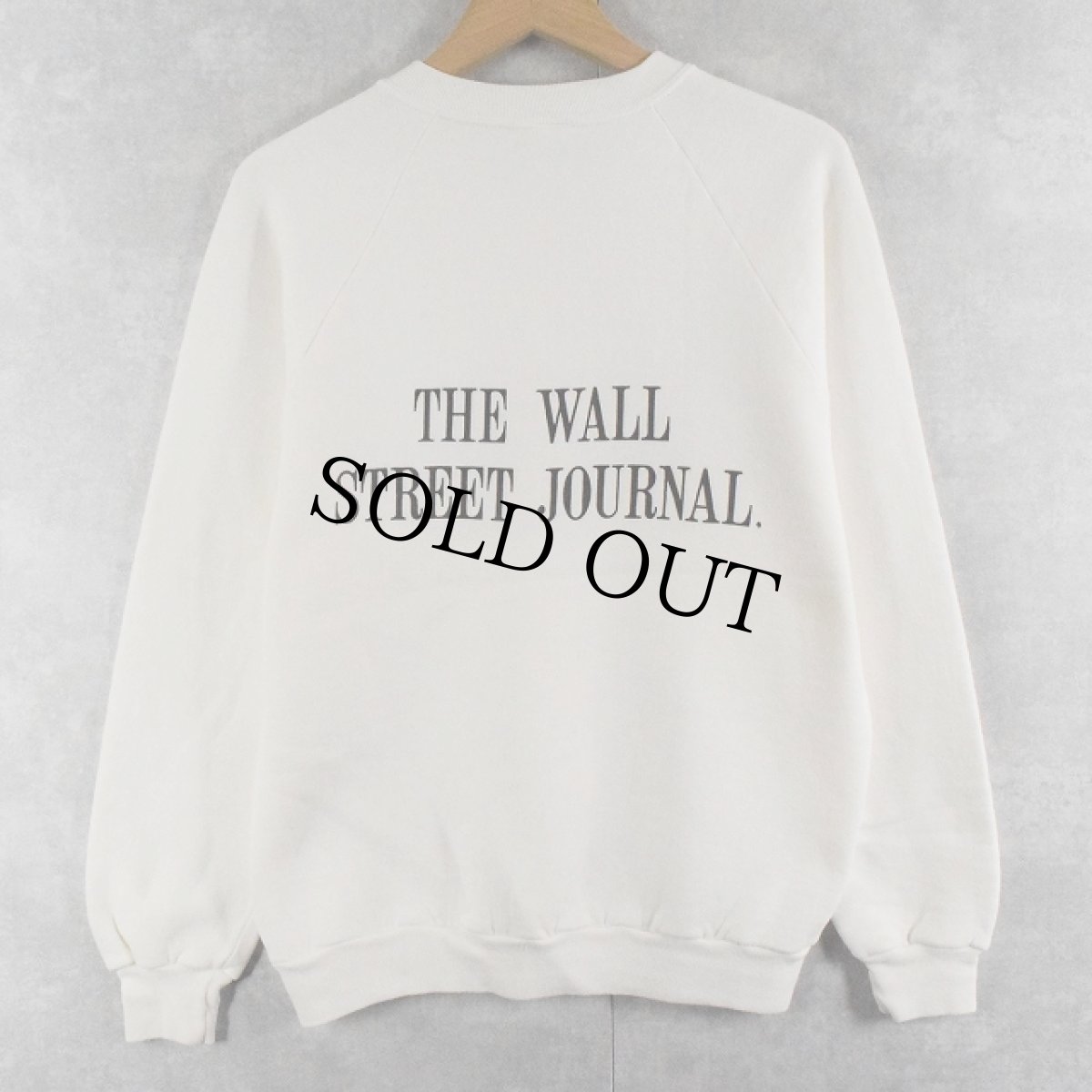 画像2: 80's THE WALL STREET JOURNAL USA製 "I subscribr to the American dream." メッセージプリントラグランスウェット L (2)