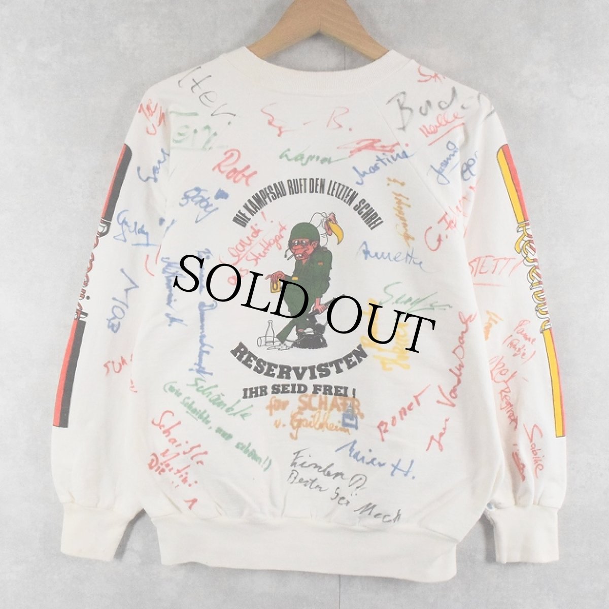 画像2: 70〜80's EURO "RESERVISTEN" メモリアルペイント ラグランスウェット L (2)