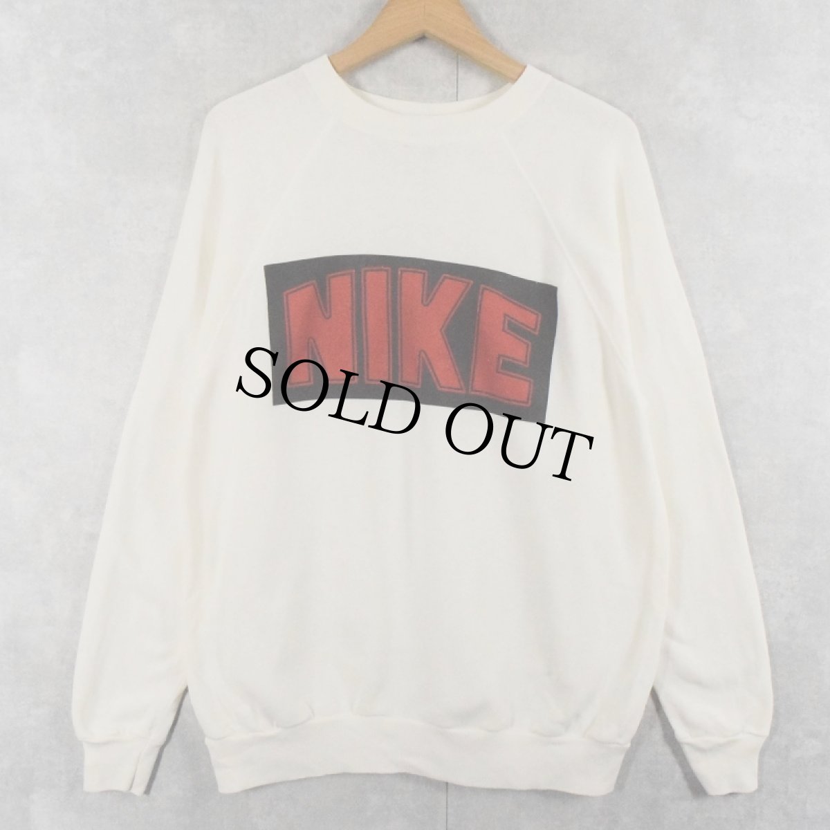 画像2: 80's NIKE USA製 "Kamaboko" ロゴプリントラグランスウェット XL (2)