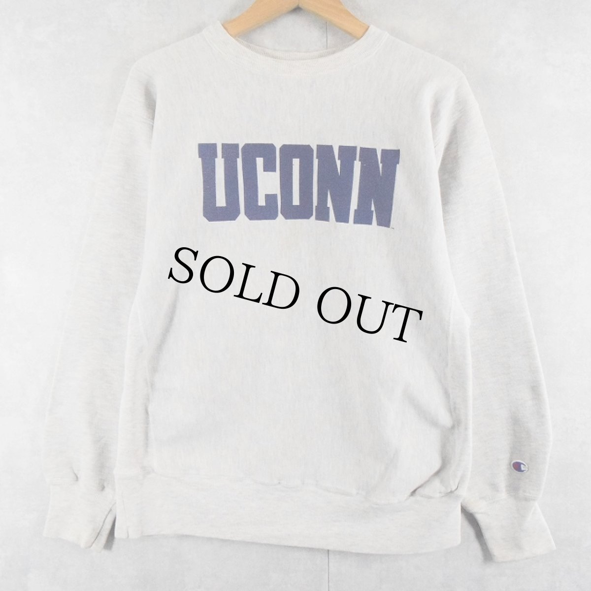 画像1: 90's Champion REVERSE WEAVE "UCONN" プリントスウェット L (1)