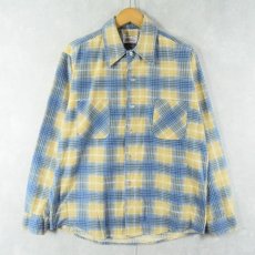 画像1: 70's Donlin USA製 チェック柄 プリントネルシャツ M (1)
