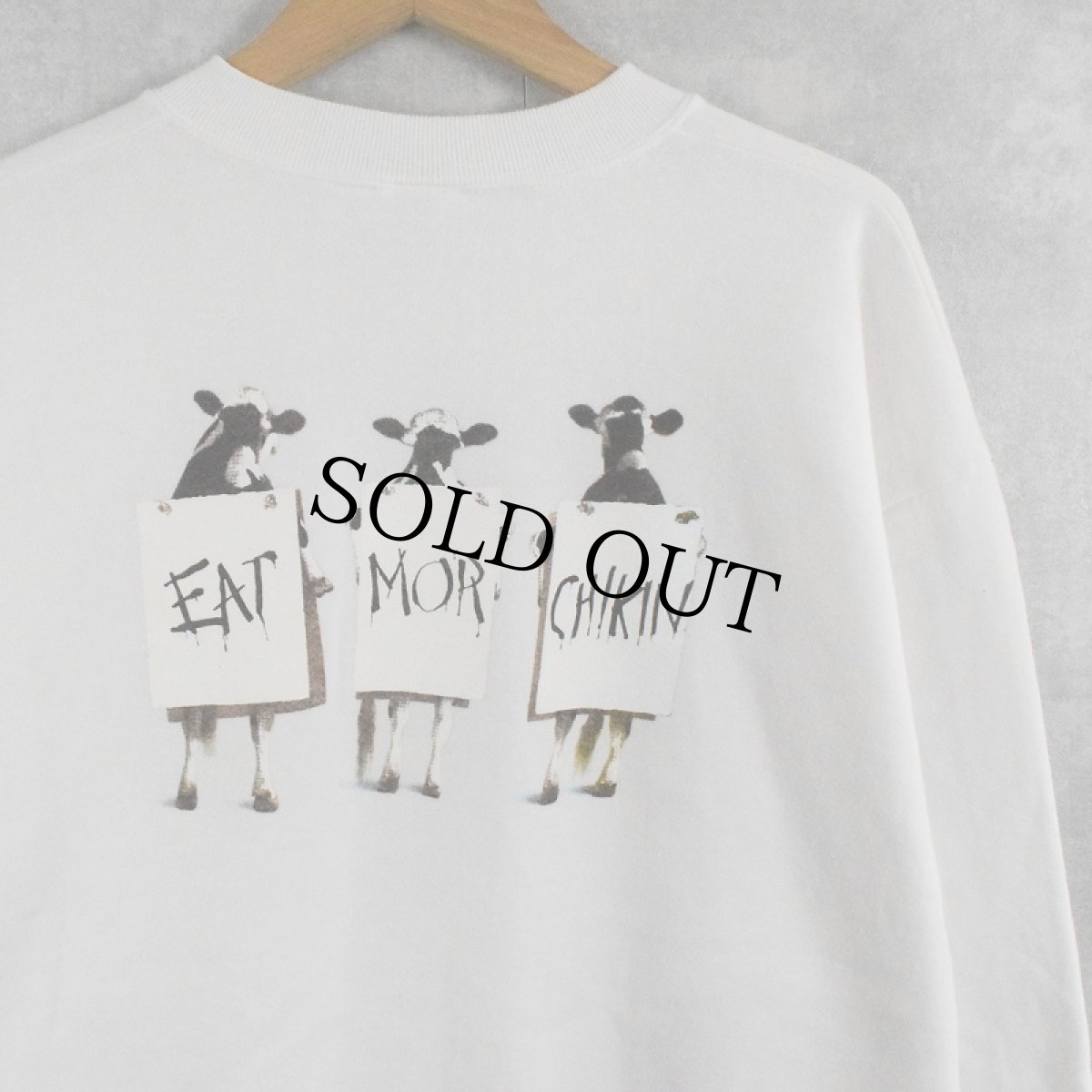 画像2: 90's Chick-fil-A USA製 "EAT MOR CHIKIN" ファーストフードチェーンプリントスウェット L (2)