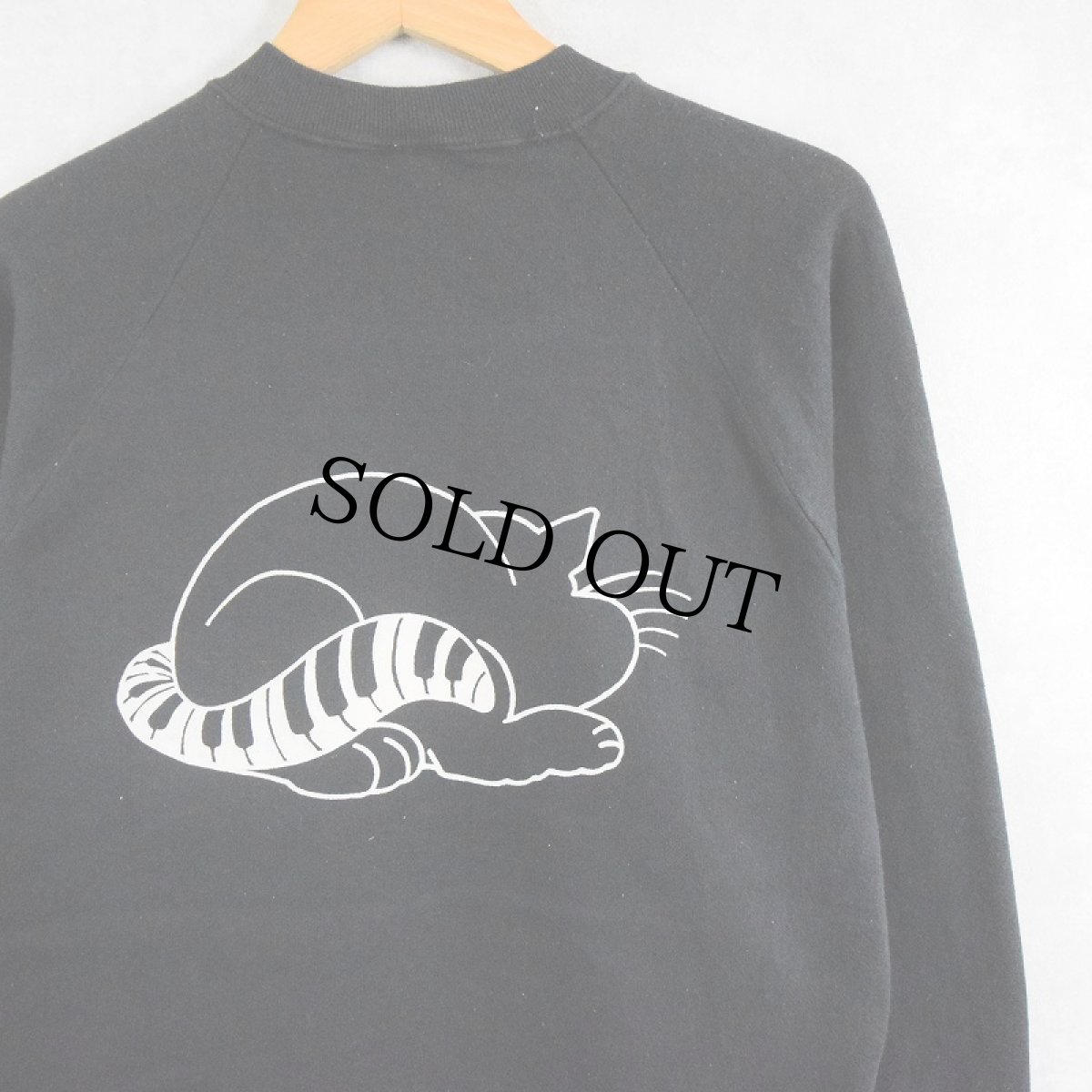 画像2: 80's Keyboard Kat USA製 イラストプリントスウェット BLACK L (2)