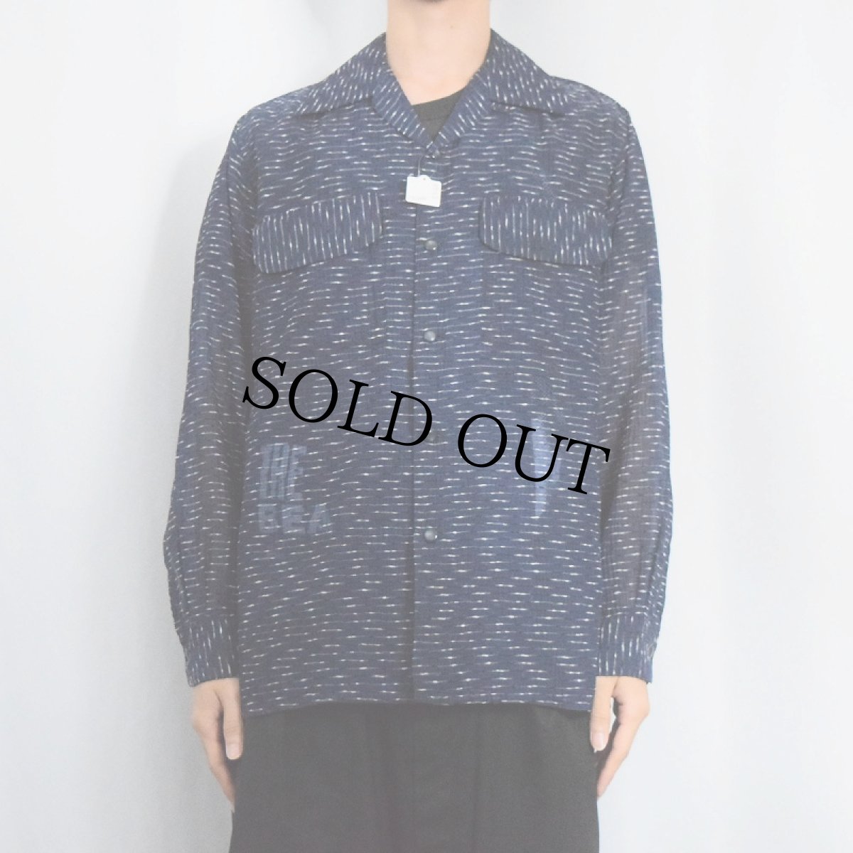 画像2: 50's 織り柄 オープンカラー ナイロンシアサッカーシャツ (2)