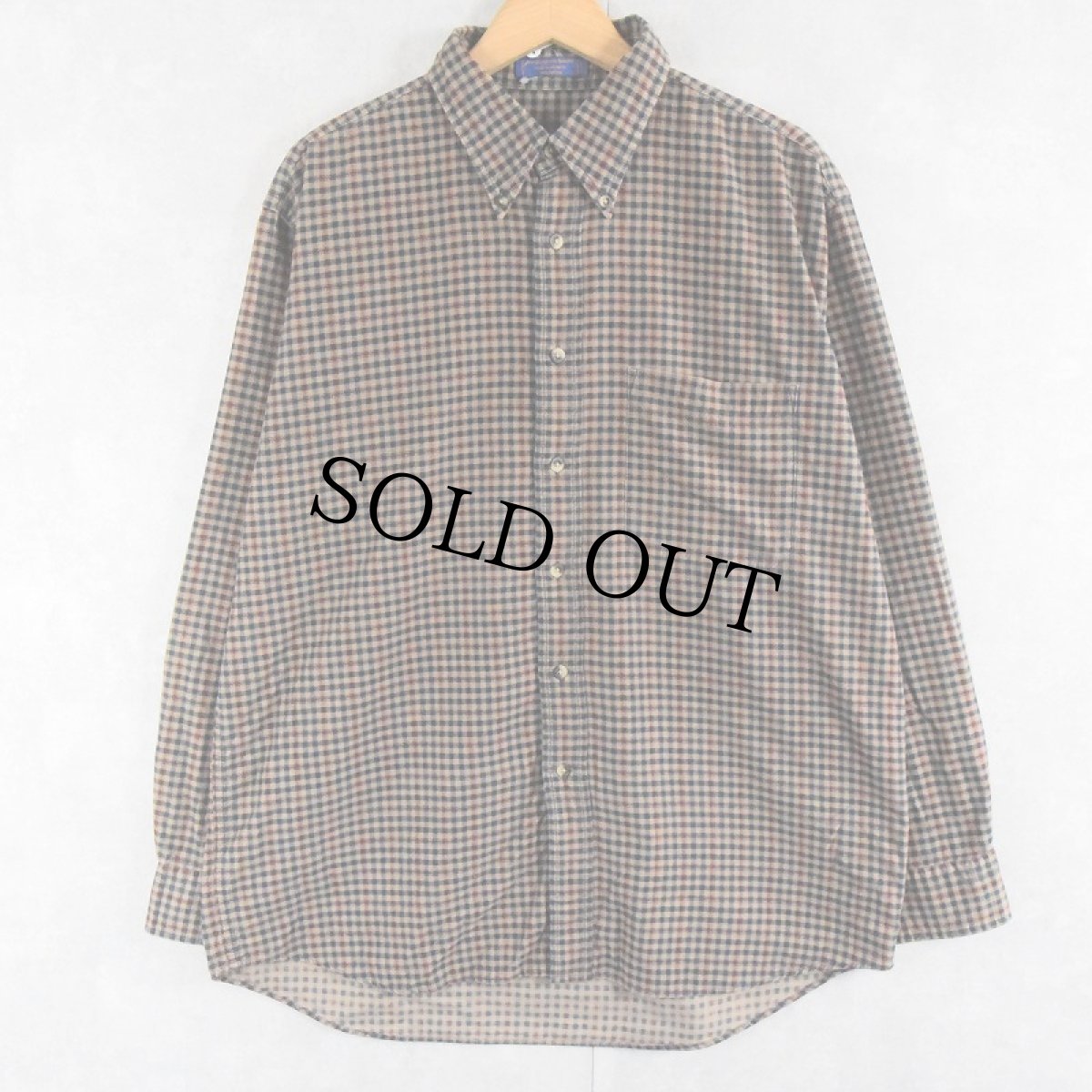 画像1: PENDLETON チェック柄 コーデュロイボタンダウンシャツ L (1)