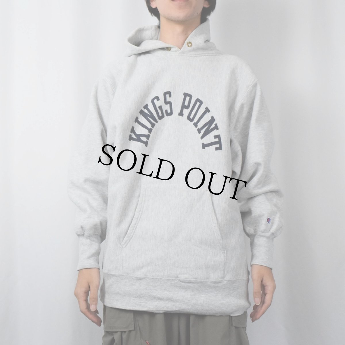画像2: 90's Champion REVERSE WEAVE USA製 "KINGS POINT" 染み込みプリント スウェットフーディー XL (2)