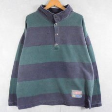 画像1: 90's GAP ボーダー柄 ハーフスナップスウェット XL (1)