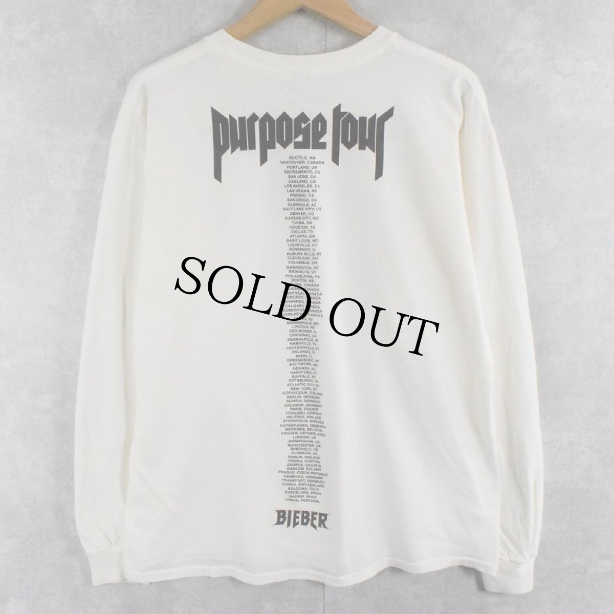 画像2: Justin Bieber "Purpose Tour" ミュージシャンツアーロンT L (2)