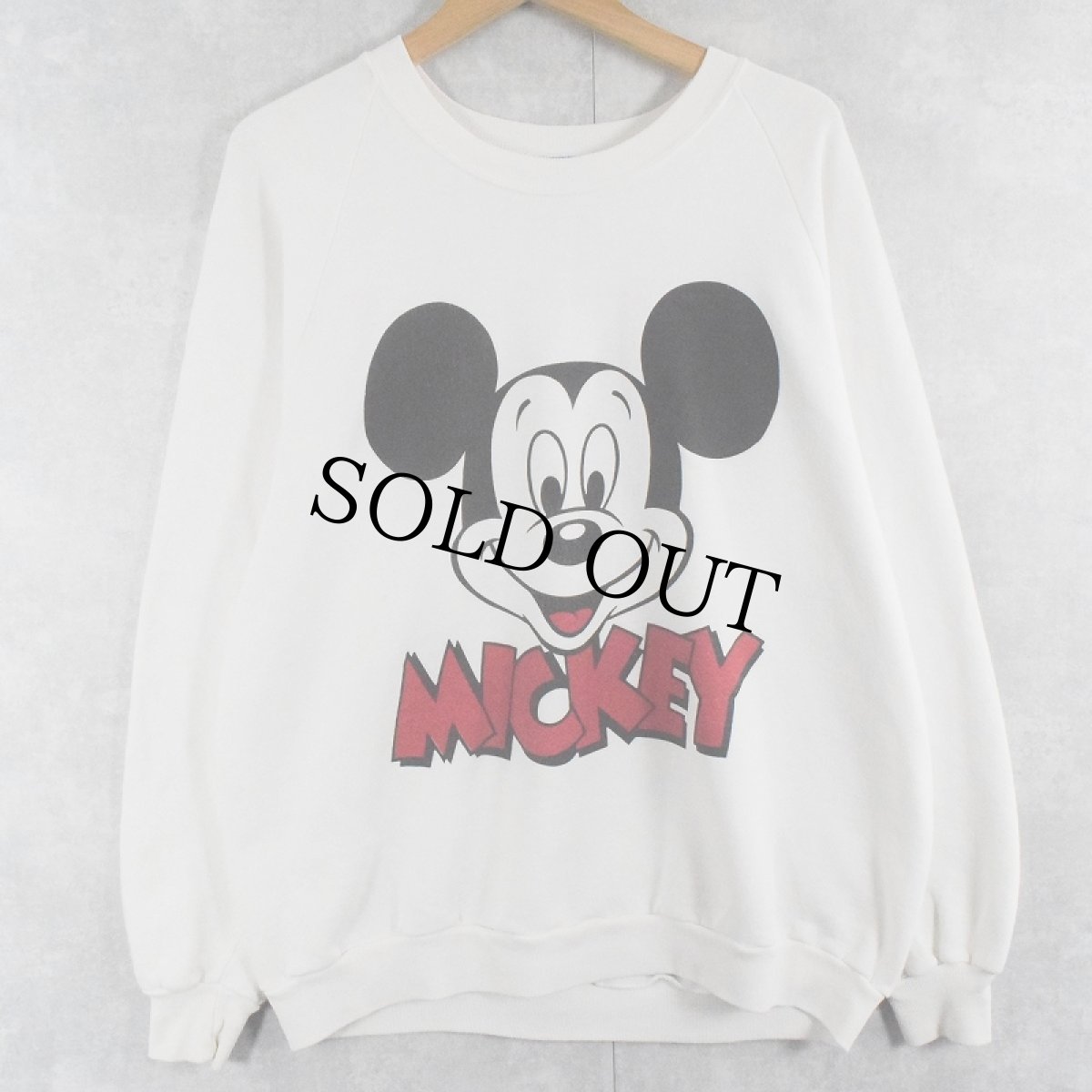 画像1: 80〜90's Disney MICKEY MOUSE USA製 キャラクタープリントラグランスウェット ONESIZE (1)