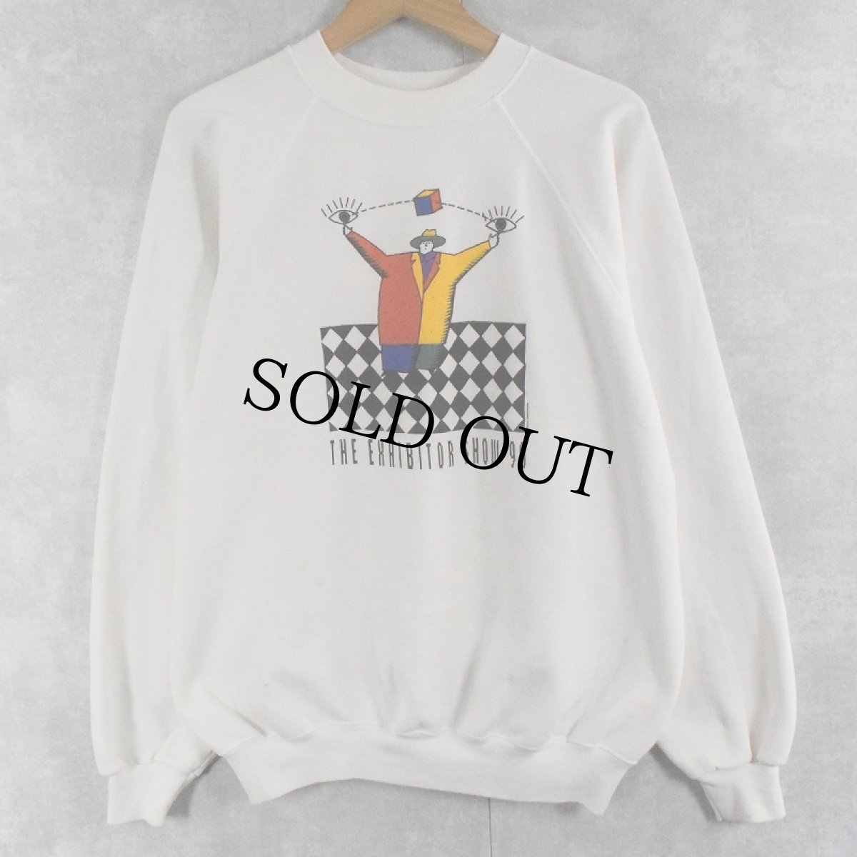 画像1: 【SALE】 90's USA製 "THE EXHIBITOR SHOW 90" プリントラグランスウェット XL (1)