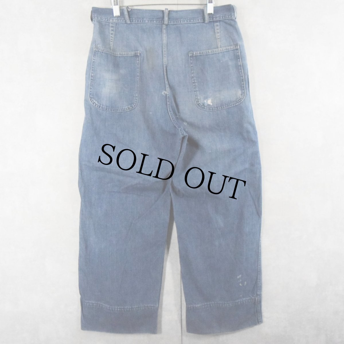 画像2: 40's WWII U.S.NAVY M-45 デニムトラウザーズ W32 (2)