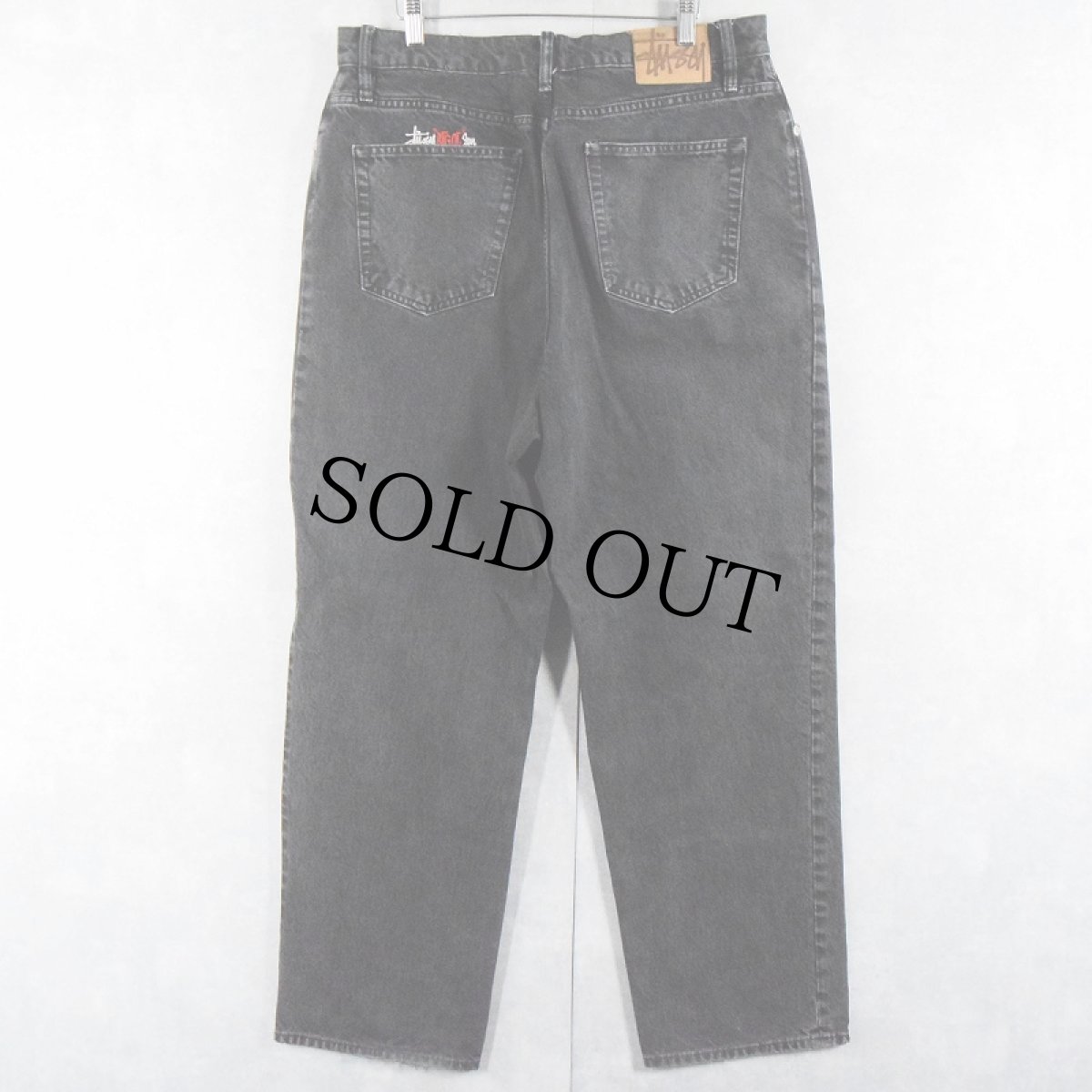 画像1: STUSSY "BIG OL' JEAN" ロゴ刺繍 ブラックデニムパンツ W35 (1)
