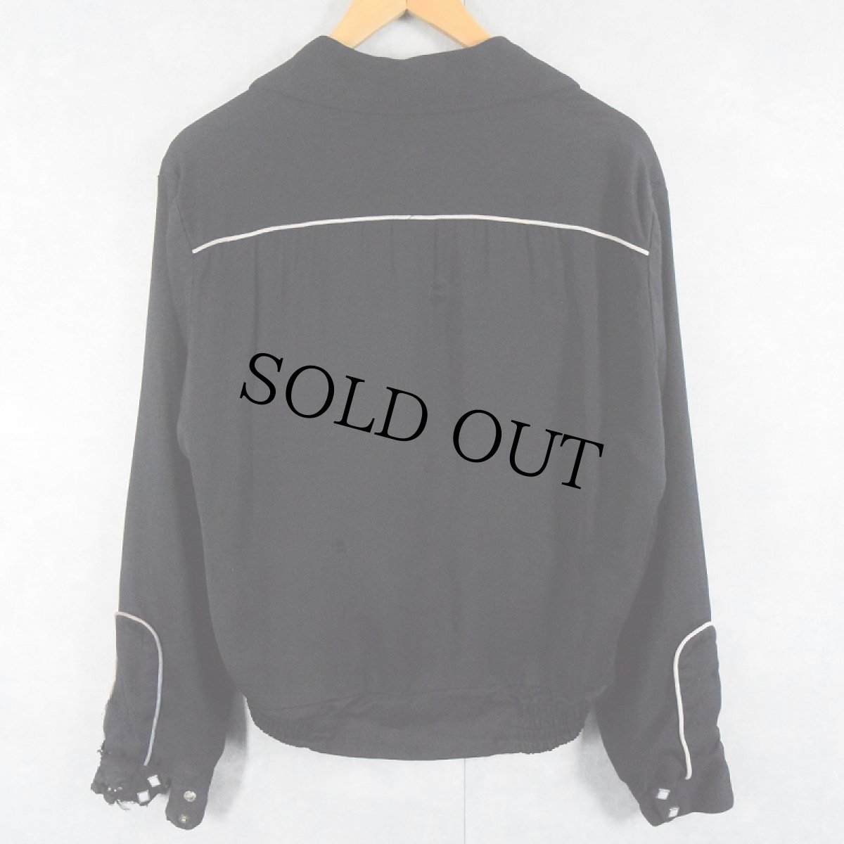 画像2: 50's MAC MURRAY レーヨンギャバジン ウエスタンジャケット BLACK M (2)