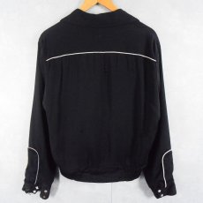 画像2: 50's MAC MURRAY レーヨンギャバジン ウエスタンジャケット BLACK M (2)