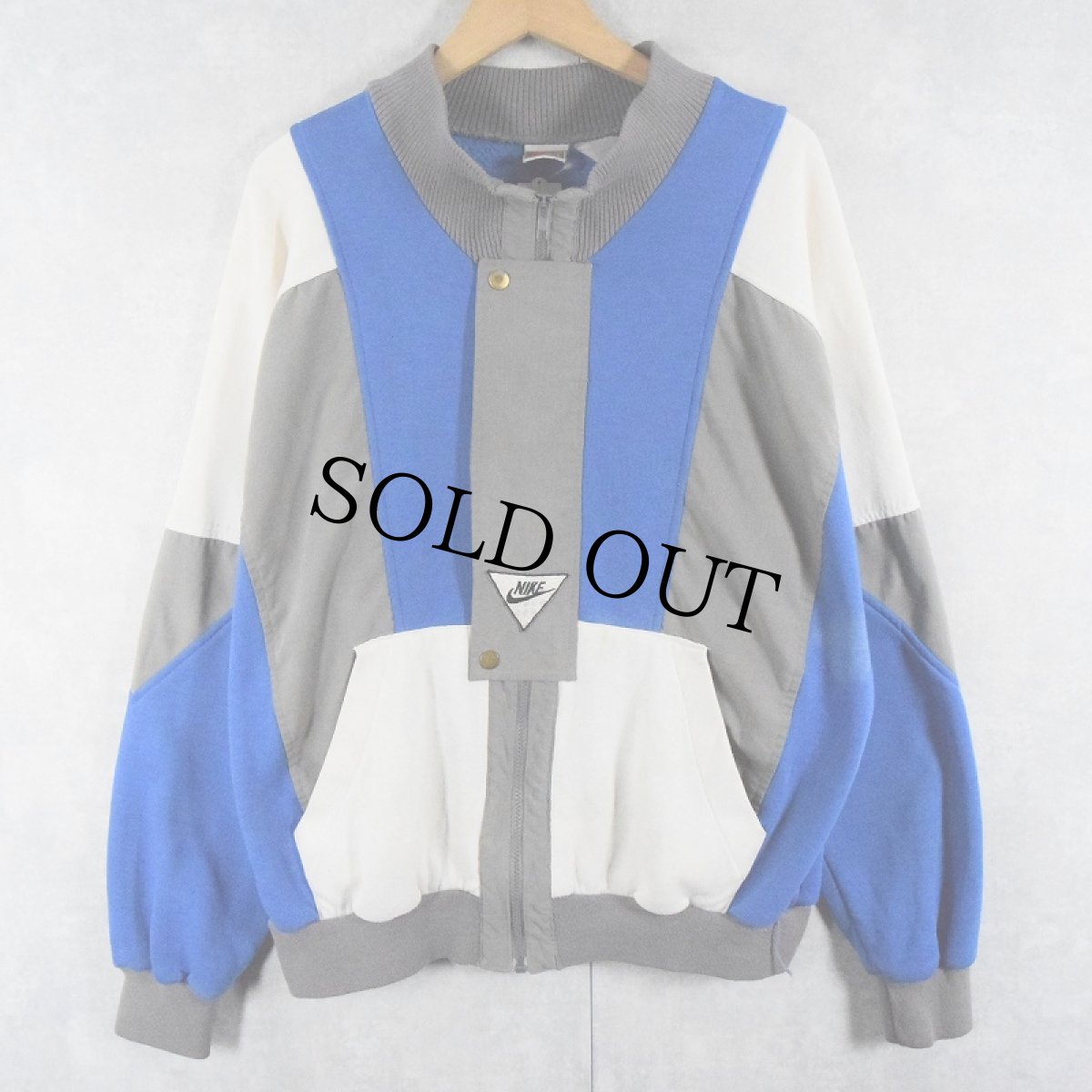 画像2: 90's NIKE 銀タグ 切り替えデザインスウェットジップジャケット/パンツ SETUP L (2)