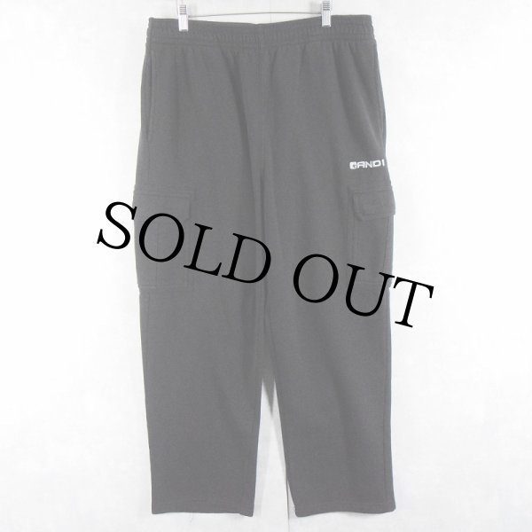 90s AND1 スウェット カーゴパンツ バギー 刺繍 ドローコード ブラック