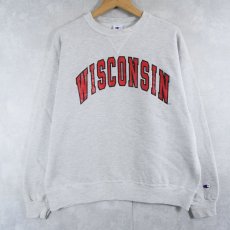 画像1: 90's Champion USA製 前V "WISCONSIN" プリントスウェット XL (1)