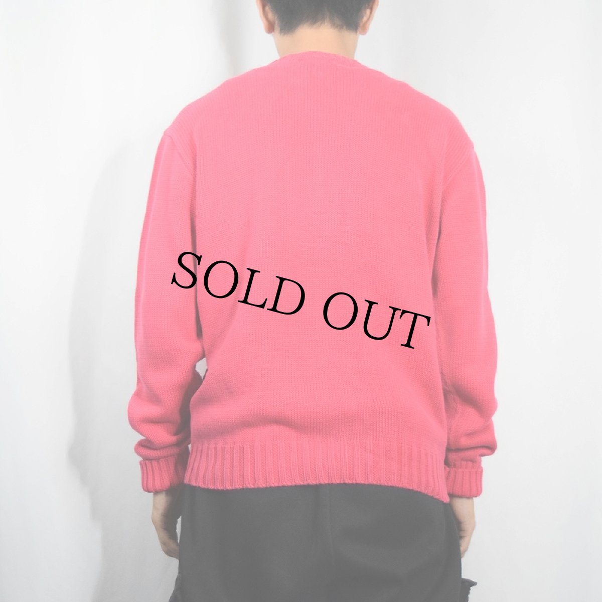 画像3: 90's POLO Ralph Lauren ロゴ刺繍 コットンニットセーター M (3)