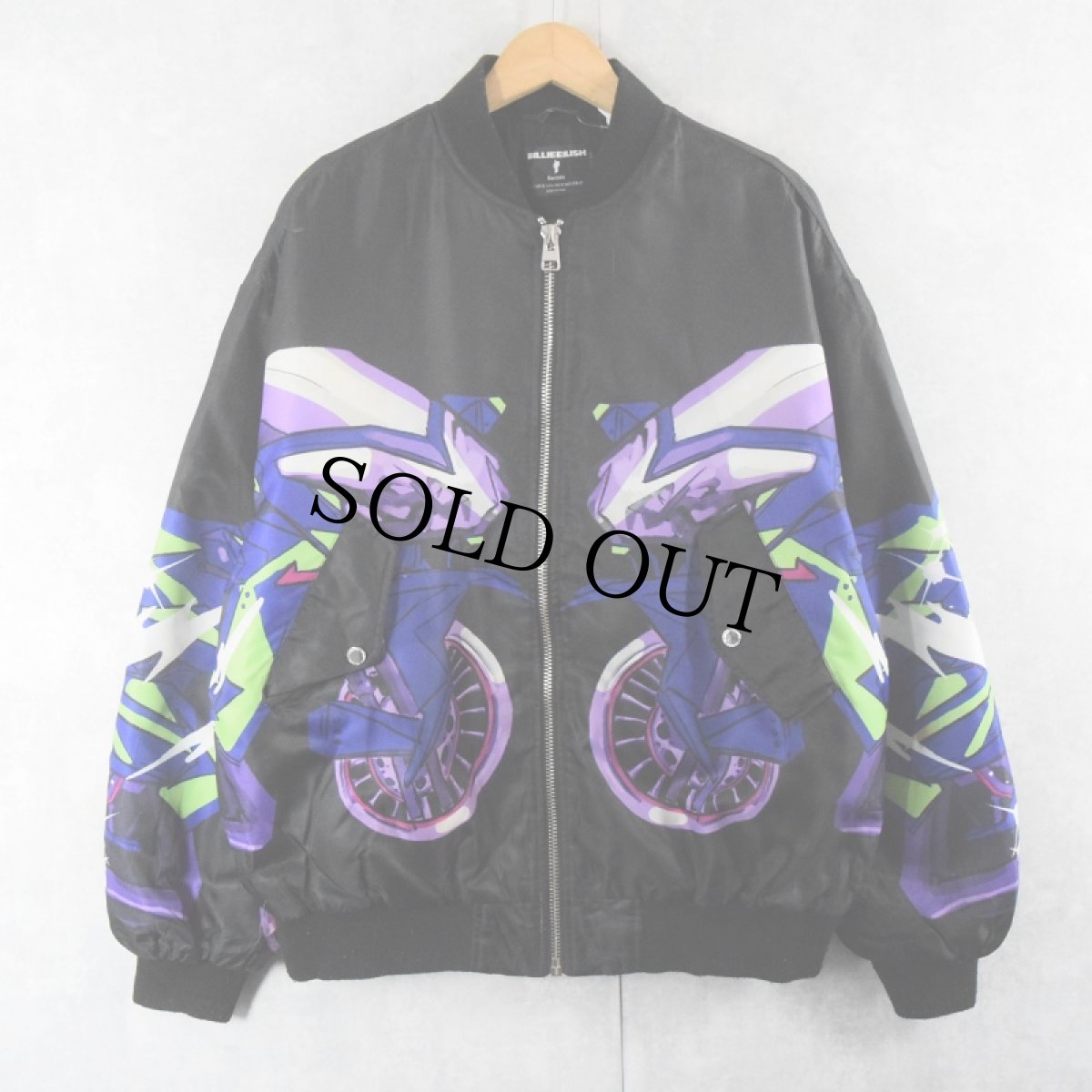 画像2: Billie Eilish ミュージシャンイラストプリントジャケット BLACK XS (2)